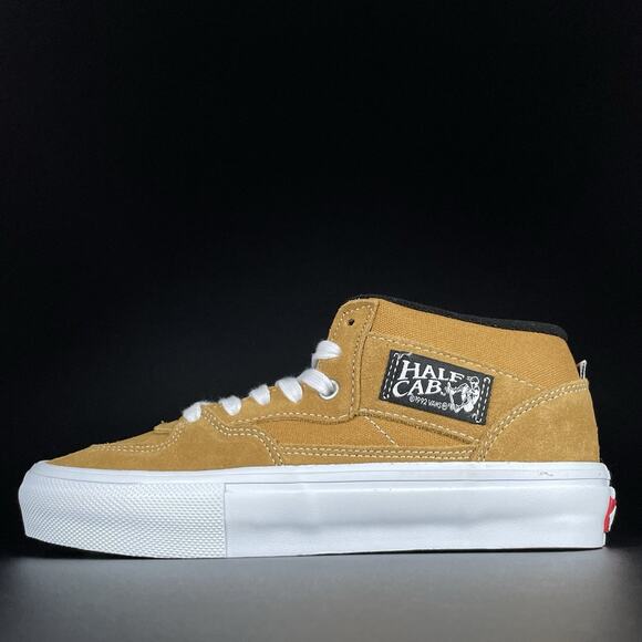 Juniors 6.5 Women’s 8 VANS Skate Half Cab Yellow Black Suede Mid Skate Sneakers - Picture 1 of 8